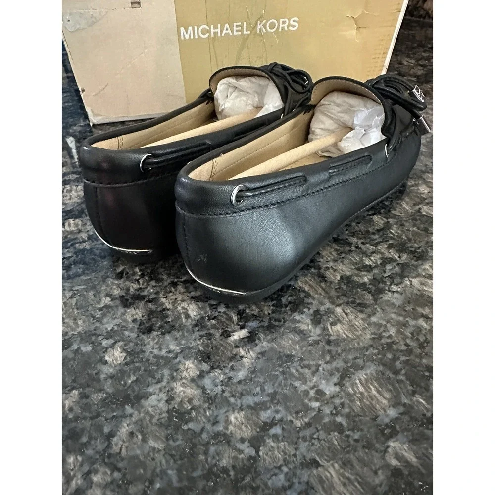 Michael Kors Sutton Moccasin Driver Flat Shoes MK Signature Black Size 6 Women's